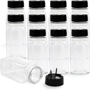 500ml PET Plastic Spice Powder Package Shaker square Jars and Salt Storage Container / <b>Bottle</b> Black Plastic <b>Flip</b> <b>Top</b> Cap - Product Image 1