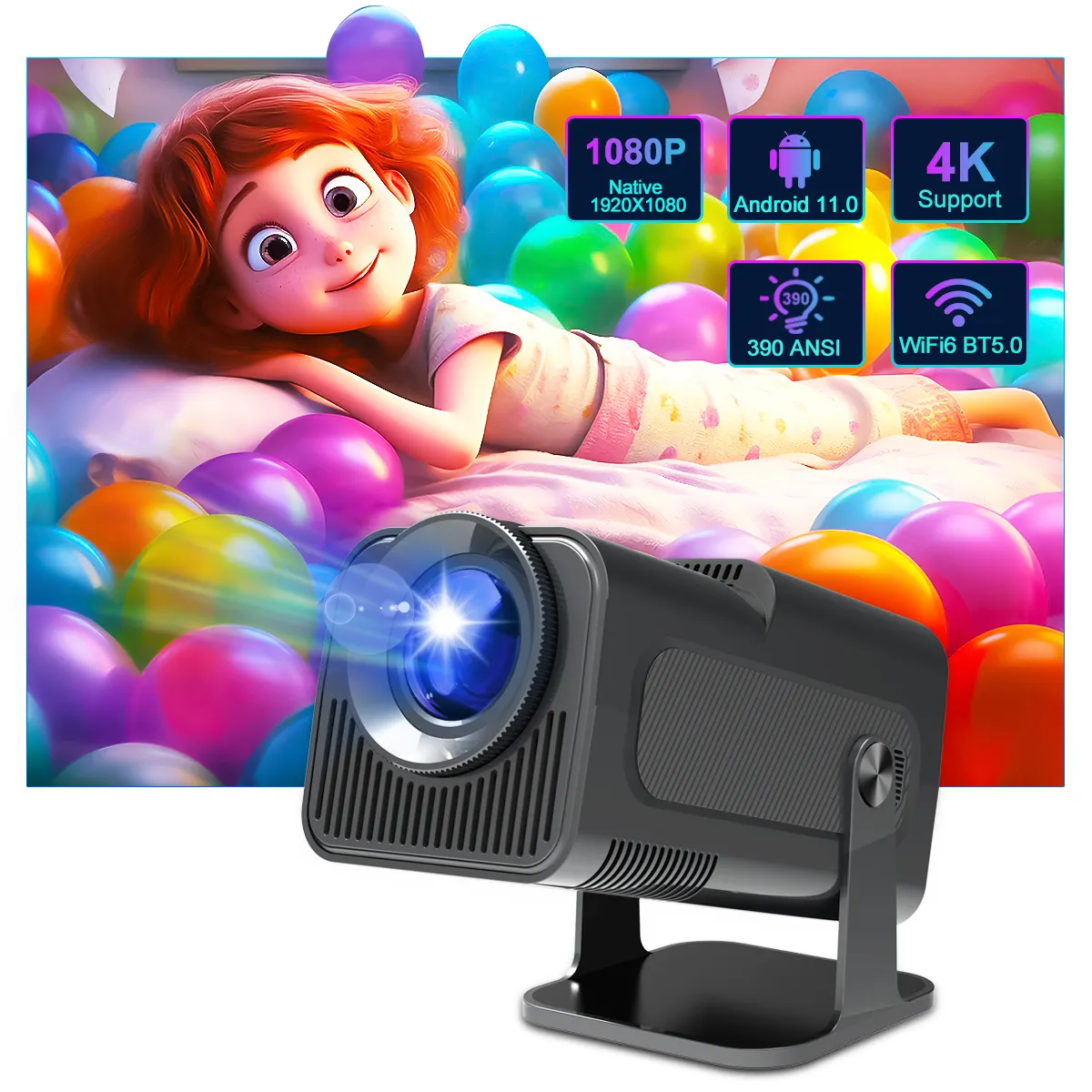 Magcubic proyektor cerdas, proyektor LED HY320 Dual Wifi6 H713 BT5.0 Allwinner fleksibel bioskop rumah portabel ditingkatkan