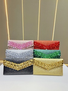Shinny <strong>Women</strong> Evening Bag Vegan Sparkly Clutch Purse Chain Shoulder Crossbody Party Wedding Purse Rhinestone Beaded Envelope Bag - Product Image 2