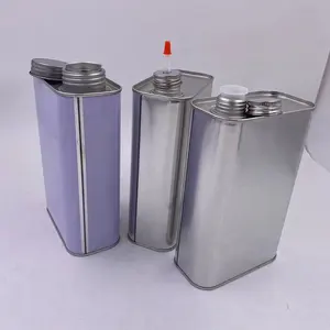 Lata rectangular de lata de aceite, Blanca o plateada, con tapa de tornillo para embalaje de aceite