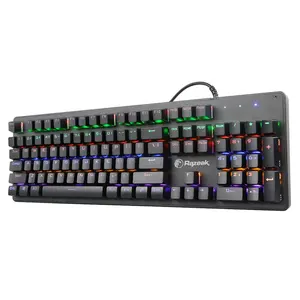Razeak Brand Black 104 Keys Ergonomic Wired RGB Lighting Mechanical Gaming Keyboard for Desktop Computer PC