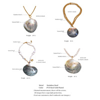 Collier pour femme XY 574, style vacances à l'océan, grande coquille, chaîne en acier inoxydable, collier de perles baroques