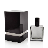 Bouteille de parfum rectangle, poids léger, transparent, noir, avec capuchon de pompe en aluminium, 5 ml, 50ml, livraison rapide