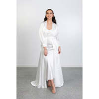Robe de mariée longue et élégante en polyester, nouveau design, pour robes de mariée, spa, robes en satin pas chères