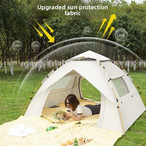 Draagbare Outdoor Vouwtent Voor 2 Personen Volautomatische Snelopening Strand Camping Zilver Lijm Coating Verdikt Waterdicht - Product Image 5