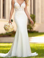 Robe de mariée sirène sur mesure 2023, nouvelle collection, avec cristaux, volants en organza et traîne cathédrale, longueur ras du sol