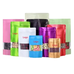 Impresión personalizada doypack bolsa Color papel de aluminio embalaje de plástico cremallera Stand Up bolsa con ventana