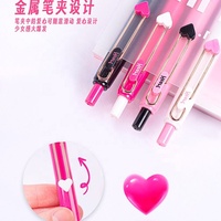 Stylos gel rétractables en plastique motif cœur, encre noire 0,5 mm, promotionnels pour fournitures de bureau, cadeaux de fête pour la Journée des filles
