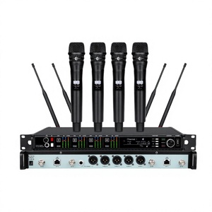 VASTLINE M4-Channel Professional <b>Wireless</b> <b>Microphone</b> Digital System Handheld Lavalier Headset AA Battery XLR Connector 50MH - Product Image 2