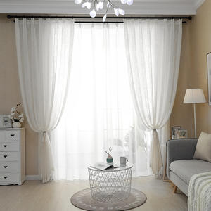 Rideau plissé Heybei Double Fly Yarn en polyester épais blanc, <span class=keywords><strong>non</strong></span> <span class=keywords><strong>transparent</strong></span>, avec rideau lumineux intégré - Product Image 1