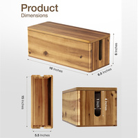 Boîte de gestion de câbles rectangulaire en bois d'acacia durable et multifonctionnelle, organiseur de câbles en bois, cache-câbles, pour multiprises, câbles TV, bureau, sol, maison
