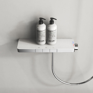 Juego de ducha de almacenamiento oculto, estante mezclador termostático integrado montado en la pared, combinación de grifo de baño de mano con cabezal de lluvia - Product Image 5