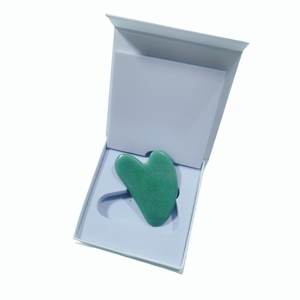 Placa de gua sha de aventurina verde natural con caja de regalo colorida, herramienta de masaje para lifting facial - Product Image 3