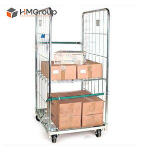 2-zijdige verzinkte zachte staal transportwagen, demontabel, opvouwbaar, middelzwaar gebruik, voor magazijnopslag - Product Image 5