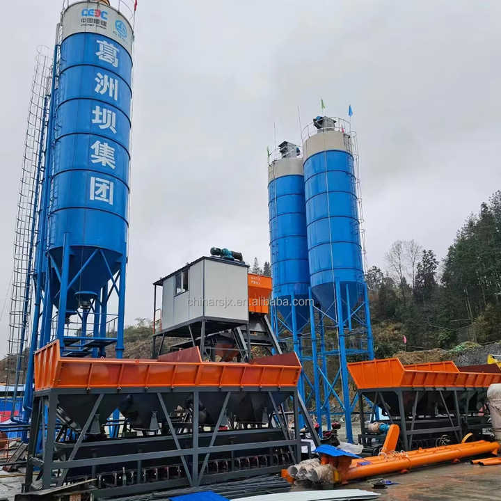 HZS100 90cbm 120cbm 180cbm Concrete Mixing Plant Bucket Type Batching ...