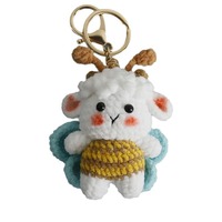 Adorable poupée abeille ou mouton en crochet fait main, breloque de sac en fil tricoté, jouet amigurumi, objets décoratifs