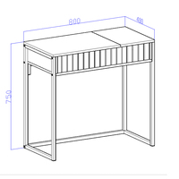 Commode de luxe carrée en acier avec miroir, commode et coffre contemporains, dessus en MDF blanc, 1 tiroir avec rangement