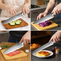 Couteaux de chef Kuisine Factory en gros, 15 pièces, aiguiseur intégré, bloc en bois, antidérapant, ambidextre, acier inoxydable à haute teneur en carbone