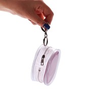 Pochette cosmétique mini ovale en PVC transparent tendance avec logo personnalisé, doublure imperméable en forme de cœur, pochette de rangement portable pour éponge à maquillage