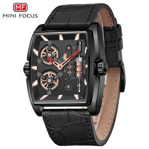 MINI FOCUS Montre populaire pour homme, boîtier en forme de seau, bracelet en cuir véritable, montre pour homme 0322G - Product Image 1