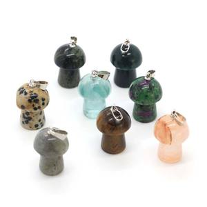 Colgante de cuarzo con forma de seta y piedra natural para hombre y mujer, collar con piedras preciosas, venta al por mayor - Product Image 5