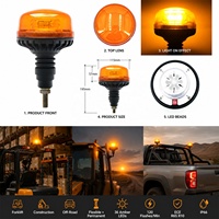 Lampu Rotator LED Amber Dome ECE R65 R10 36 LED IP66 DC12 24V Pemasangan Permanen Fleksibel untuk Kendaraan Berat