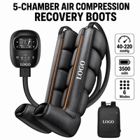 Masseur de jambes à compression d'air pour la circulation sanguine, bottes de récupération à 5 chambres, drainage lymphatique, pressothérapie, massage séquentiel