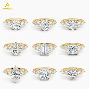 Grandes descuentos en anillos de oro amarillo de plata fina S925 9K 10K 14K 18K, incluyendo moissanita de corte de corazón de Esmeralda ovalada de pera para bodas - Product Image 2