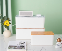 Boîte de rangement pour gestion des câbles, grand support de rangement en bambou pour le bureau, la maison, la cuisine, la télévision et l'ordinateur