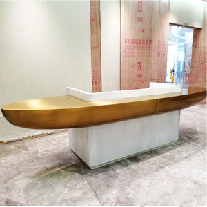Mostrador de Recepción de Fibra de Vidrio, Ovalado, Contemporáneo, Brillante, Muebles Comerciales para Edificios de Oficinas - Product Image 1
