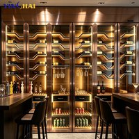 Armoire à vin haut de gamme en acier inoxydable à température constante avec éclairage LED, étagères en bois multicouches, portes en verre trempé