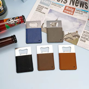 Logo laser personnalisé coloré en cuir PU vierge ouvre-bouteille <span class=keywords><strong>porte</strong></span>-clés en acier inoxydable taille de portefeuille ouvre-bière pour gravure au laser - Product Image 2