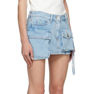 Mini-jupe en denim sexy pour femme avec poche cargo à rabat en tissu non extensible – Nouvelle collection - Product Image 2