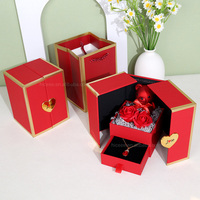 2026 Vierkante Zeepbloemen Sieraden Opbergdoos Voor Xmas Valentijnsdag Cadeau Dubbele Deur Roos En Beer Oorbellen Ring Doos