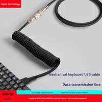 Kabel Keyboard Mekanikal untuk game, kabel pegas Data colokan aviasi kondisi baru dapat dilepas, kabel