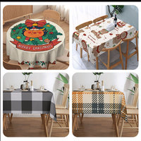 Nappe Ronde Moderne Rayée en Polyester, Coton et Lin, Imperméable et Anti-Taches pour Table Basse – Vente en Gros pour Usage Domestique