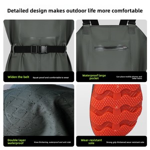 Pantalon et <span class=keywords><strong>combinaison</strong></span> de pêche en PVC imperméable et coupe-vent pour hommes, idéal pour l'observation des marées - Product Image 5