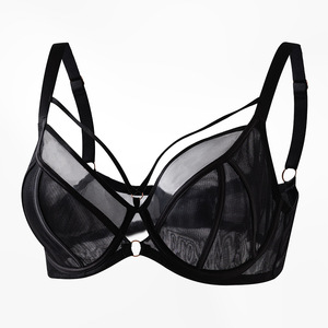 <span class=keywords><strong>Reggiseno</strong></span> Sexy in Pizzo Nero Plus Size da Donna, Coppe Pieno Corso, con Ferretto, Sottile, per Seno Grande, con Supporto, Set <span class=keywords><strong>2</strong></span> Pezzi con Slip, OEM, Ingrosso - Product Image 5