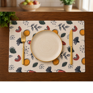 Premium Cotton <b>Placemat</b> with Colorful Abstract Botanical Print | Modern Printed Dining Table Mat for Home, Restaurant & Cafe - Product Image 3