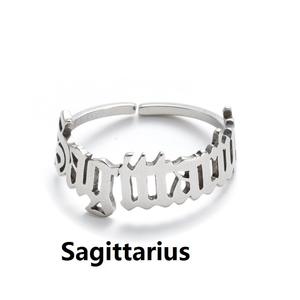 Anillo de acero inoxidable para mujer, placa de oro del zodiaco, 12 meses, regalo - Product Image 4