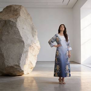 Robe longue modeste en polyester imprimé élégante sur mesure de qualité supérieure pour femmes musulmanes, vêtements de cérémonie, vente en gros - Product Image 4