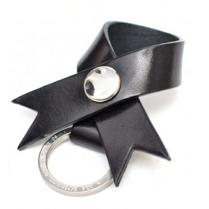 Customizable <b>leather</b> <b>keychains</b>, bow-shaped bag charms, Japanese and Korean minimalist style <b>keychains</b>, logo printing available. - Product Image 4