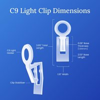 Clips en plastique C9 de qualité commerciale, durables, avec grip élastique pour l'installation de lumières de Noël sur les gouttières de toit.