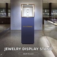 Étalage de bijoux en acier inoxydable de luxe moderne avec éclairage LED, présentoir de bijoux en métal, vitrine de magasin de détail, centre commercial, salle d'exposition