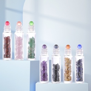 Empty Gemstone Roller Bottle 5ml 10ml Essential Oil Perfume Glass Roll on Bottle With Colorful Roller Ball for Cosmetics - Product Image 1