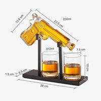 Decantador de Whisky Transparente Clásico en Forma de Pistola de Alta Calidad, con Vasos de Chupito y Bandeja de Caoba, ¡Gran Venta!