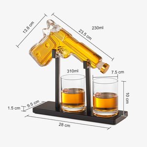 Decantador de Whisky Transparente en Forma de Pistola de Alta Calidad con Vasos de Chupito en Bandeja de Caoba, ¡Gran Venta! - Product Image 4