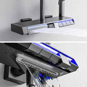 Tiktok Hot Sale Gun Grau Weiß Farbe Led Digital anzeige Piano Key Dusch system Set Wand <span class=keywords><strong>massage</strong></span> Bad armaturen <span class=keywords><strong>Dusche</strong></span> - Product Image 2