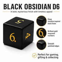 Dés de jeu de rôle (DND) en obsidienne noire naturelle, écologiques, faits à la main, 1 pièce, à bords vifs, polyédriques, en cristal, pour Dungeons & Dragons