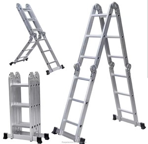 <span class=keywords><strong>Échelle</strong></span> multifonction en aluminium robuste de 5,7 m, 4*<span class=keywords><strong>3</strong></span> marches, convertible pour utilisation comme escalier ou échafaudage dans la construction résidentielle - Product Image 1